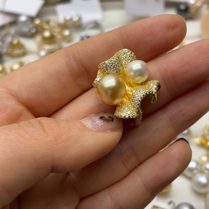 海水珍珠戒指银S925镶嵌