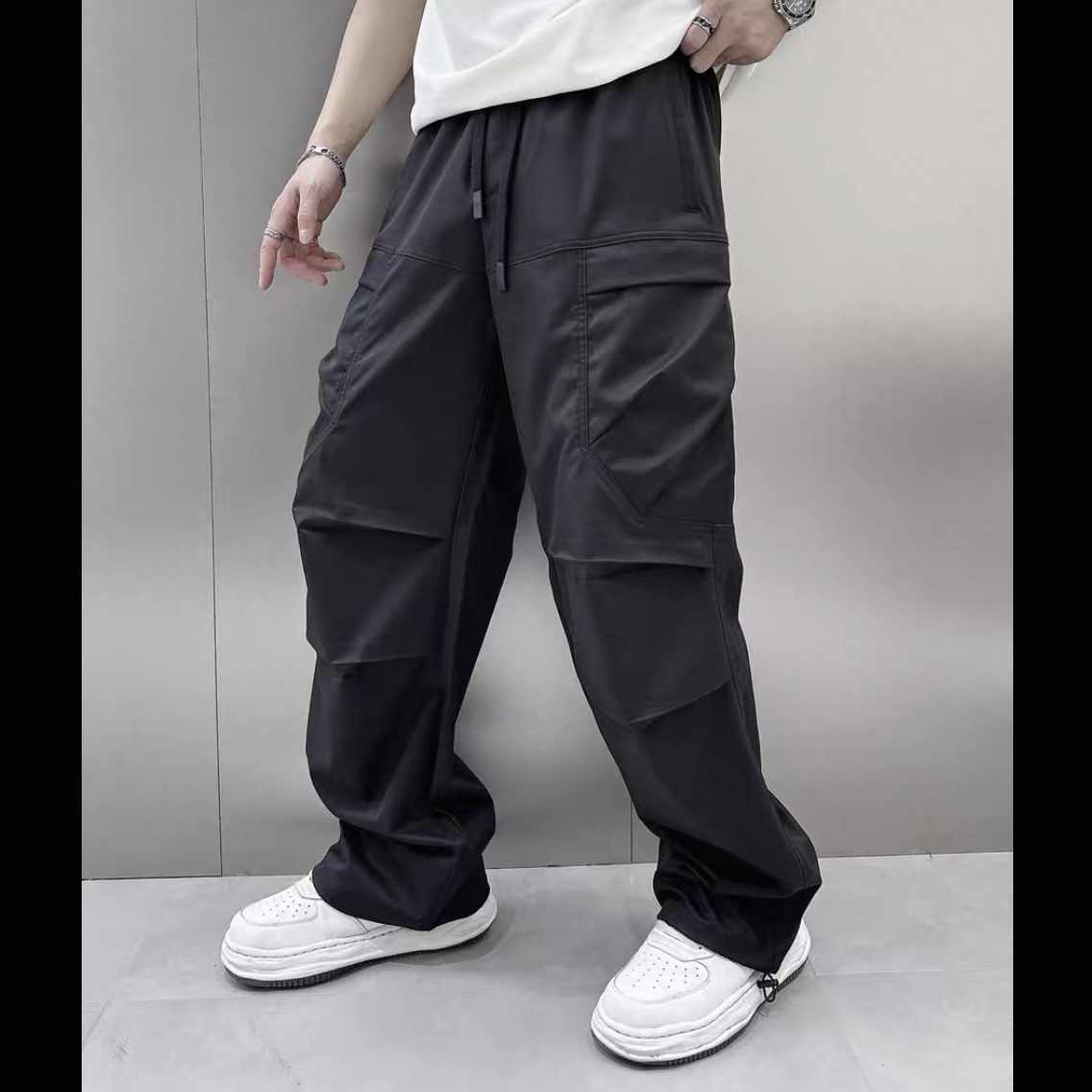CK春夏秋季/宽松褶皱工装小直筒休闲裤（25133-1）