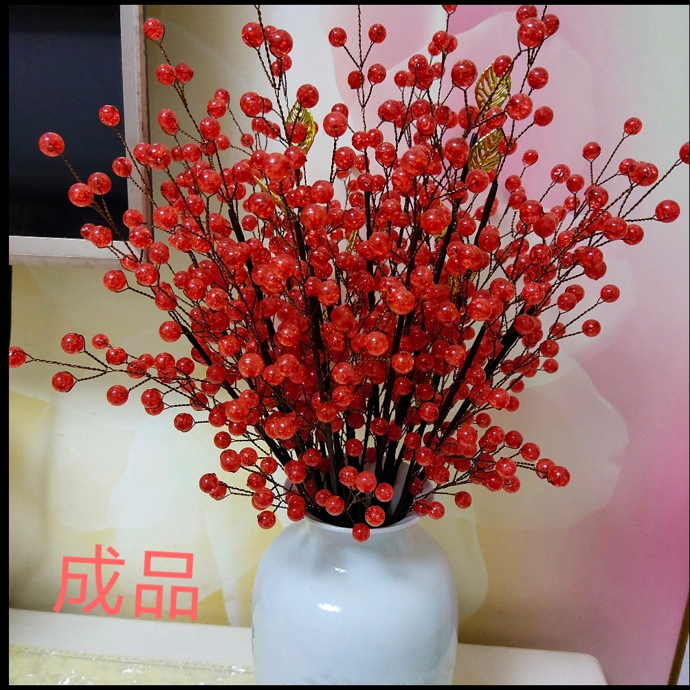 利儿手工diy成品花红珠中桌(成品手工制作不支持退换)