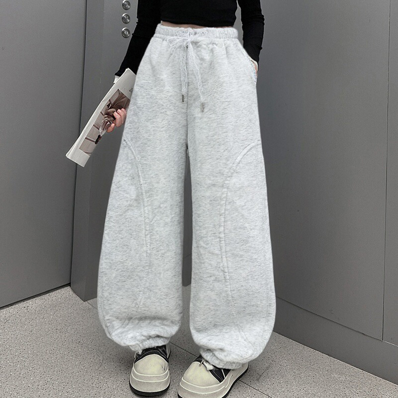 冬季亲子韩版运动裤加绒加厚休闲风洋气外穿女宝蕾丝蝴蝶结卫裤