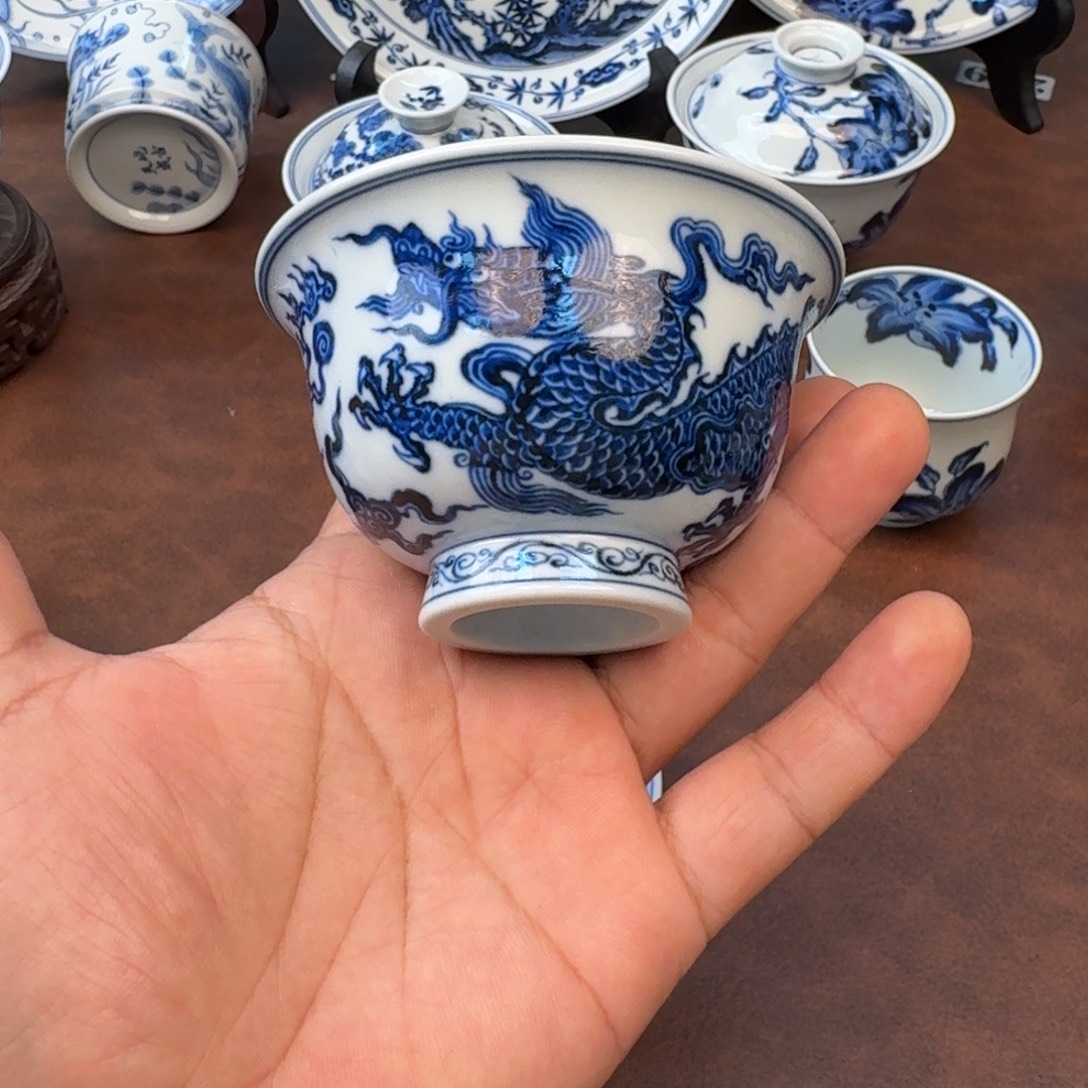 陶摆件龙纹大压手手绘