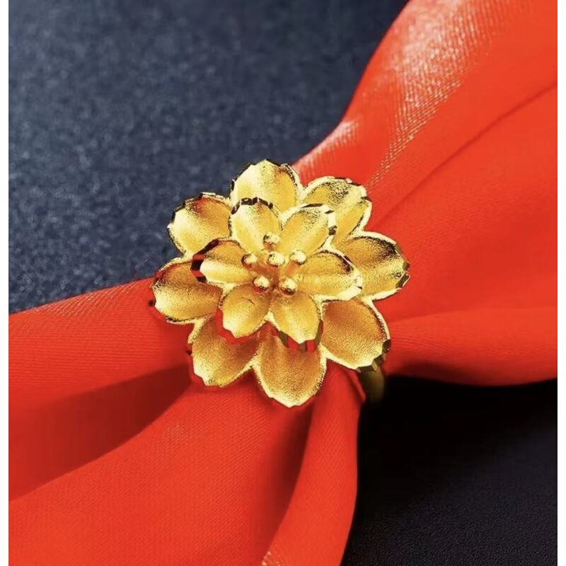 经典 双层花瓣 复古开口戒指