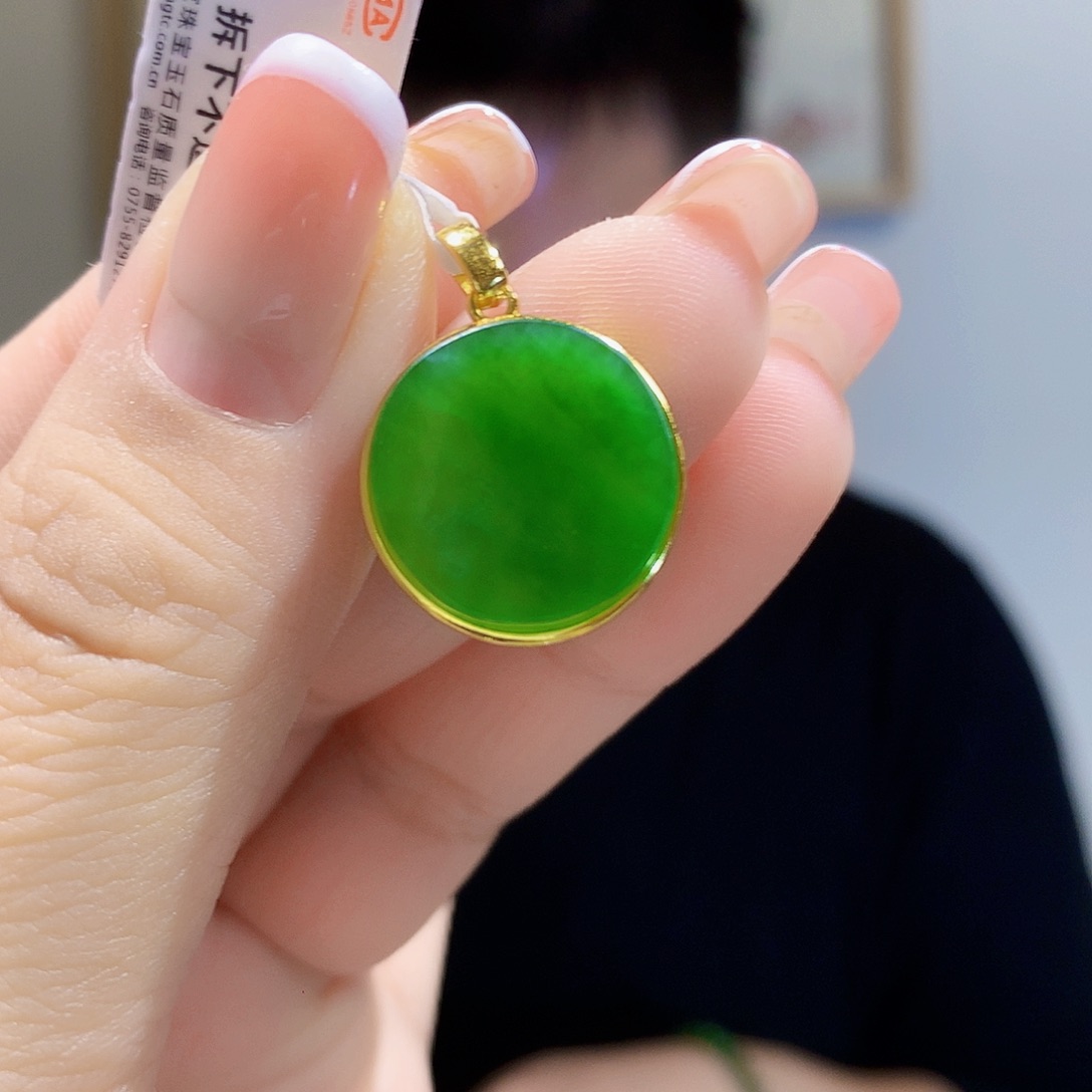 和田玉（碧玉）颈饰银S925镀金镶嵌