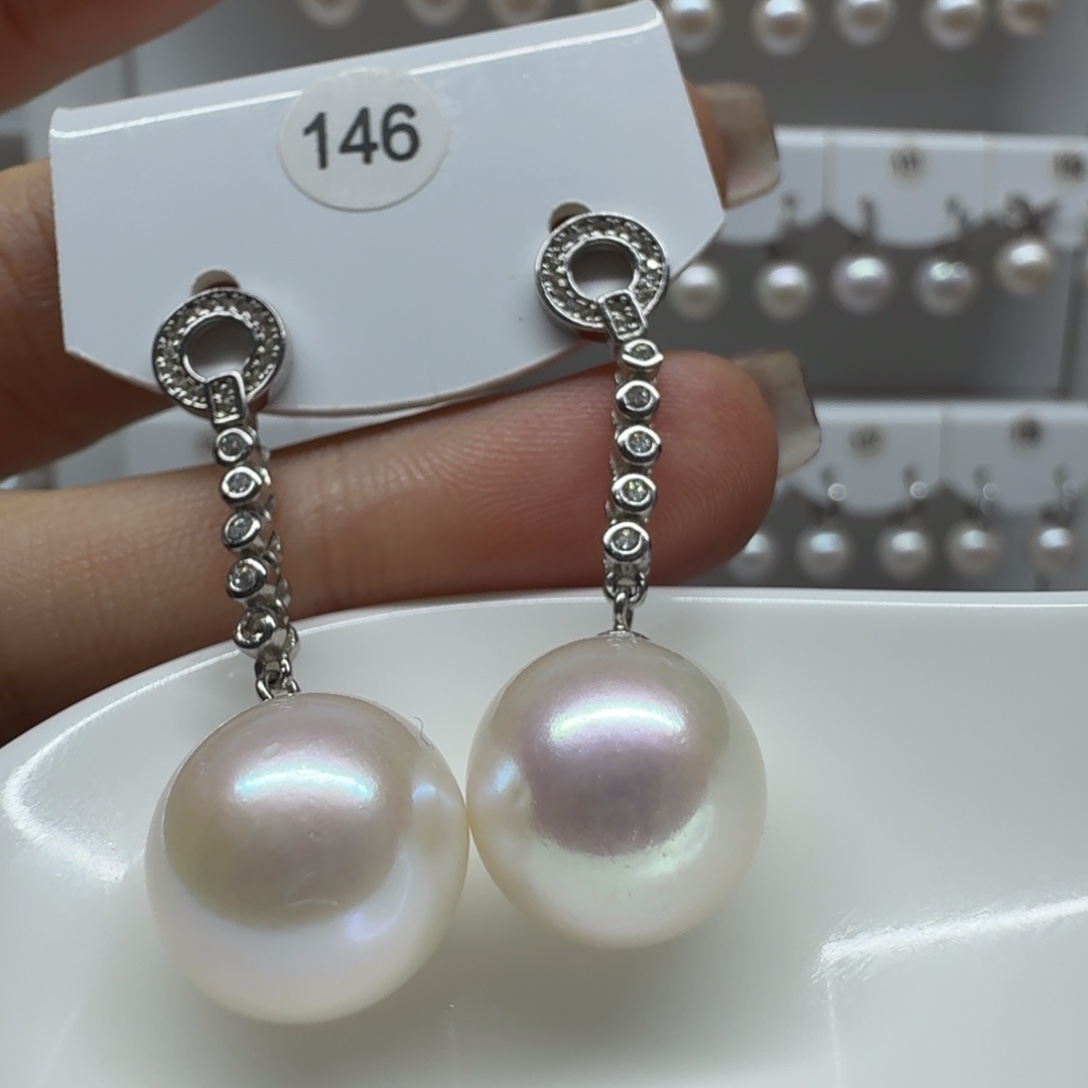 ˗****淡水珍珠耳饰银S925镶嵌珍珠12.8