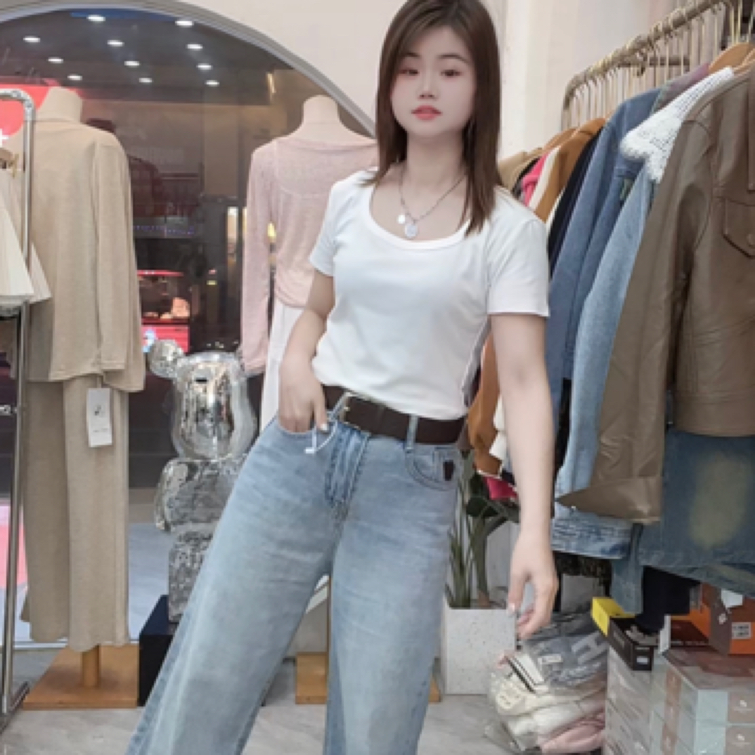 时尚夏款T恤女新款超短款修身弹力简约百搭休闲上衣