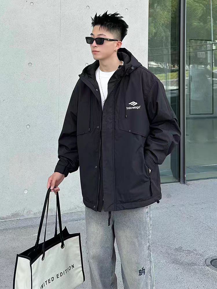 春季新款男士户外连帽外套时尚休闲连帽外套春秋男装二棉#1822