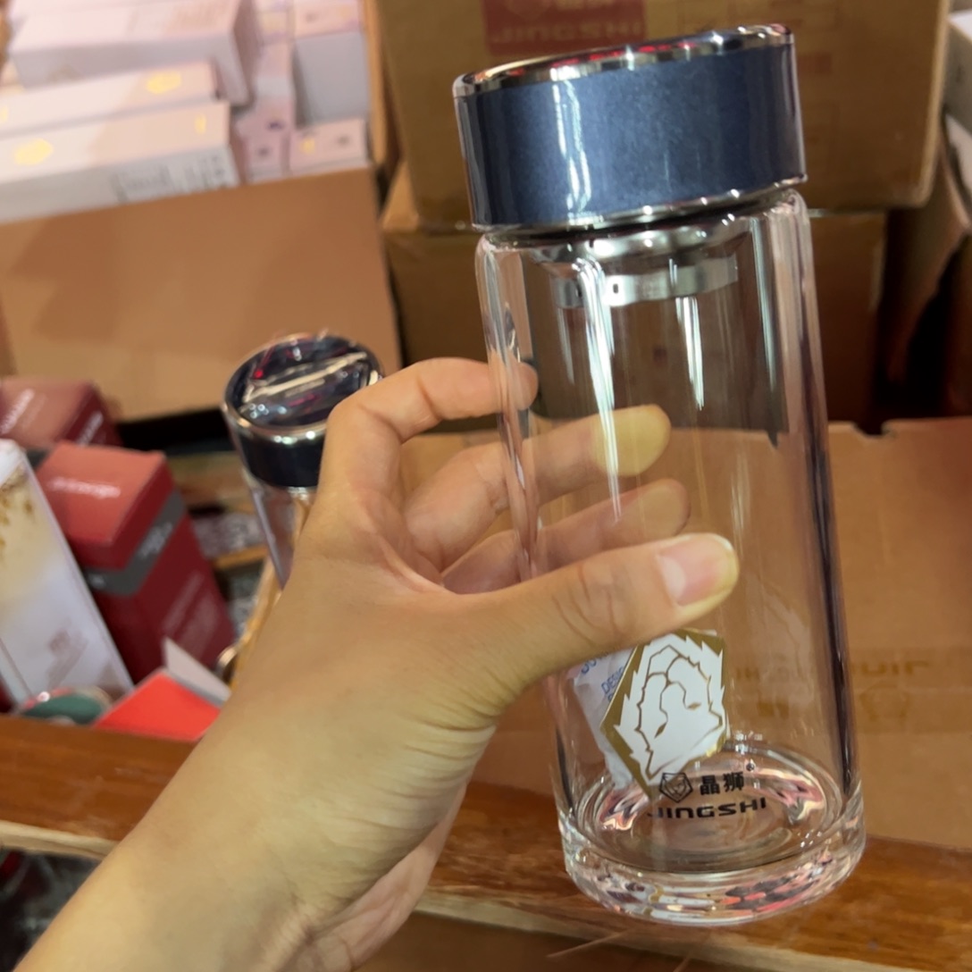 晶单层烫手玻璃杯316蓝色460玻璃杯➕杯套