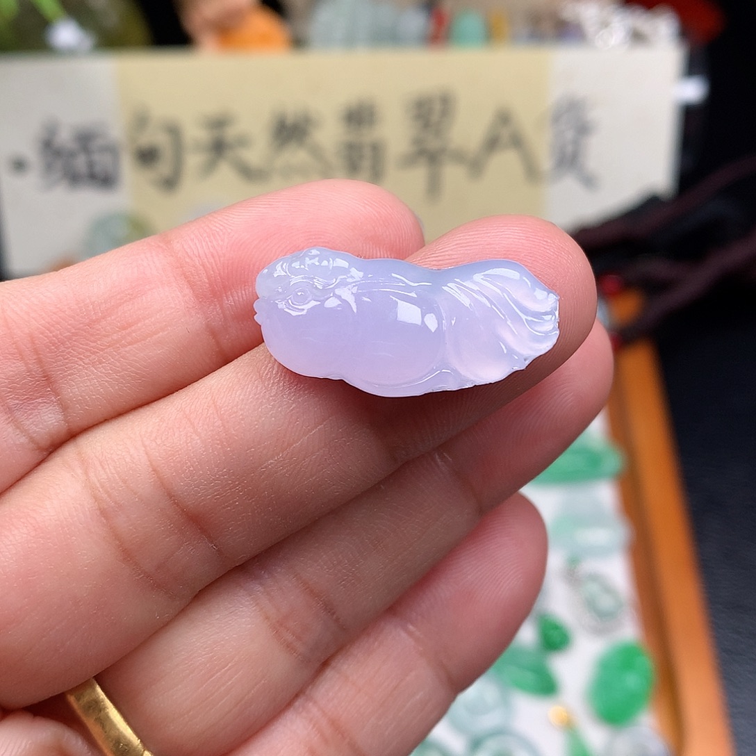 翡翠裸石缅甸天然A货翡翠冰种紫罗汉鱼