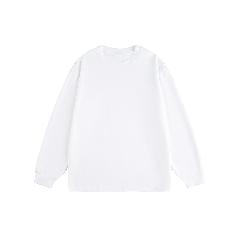 得意studio秋冬纯色打底衫长袖T恤重磅百搭圆领男女白色内搭