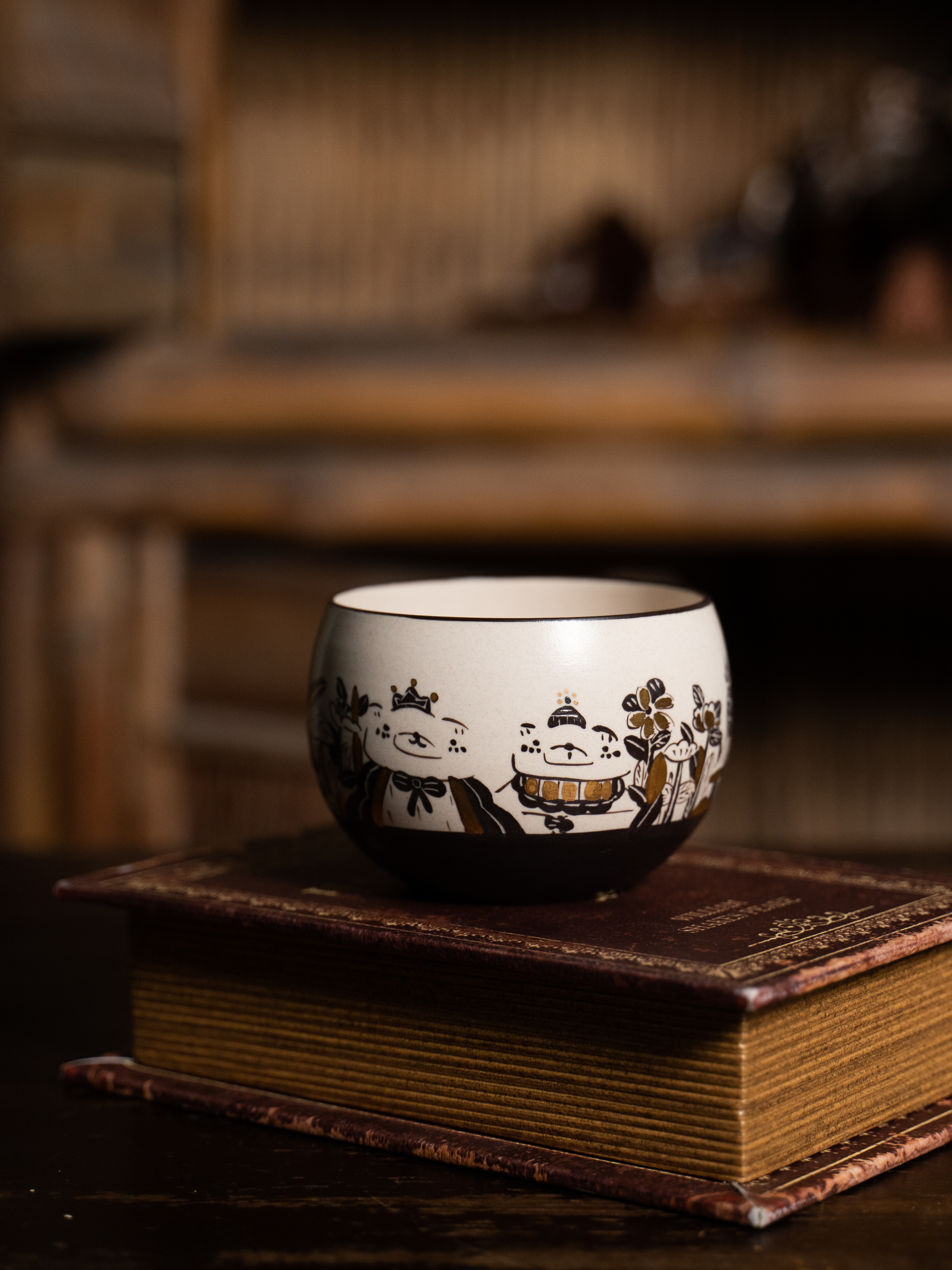 叽叽喳喳 | 小熊领结王子绿植插画描金蛋杯创意陶瓷杯