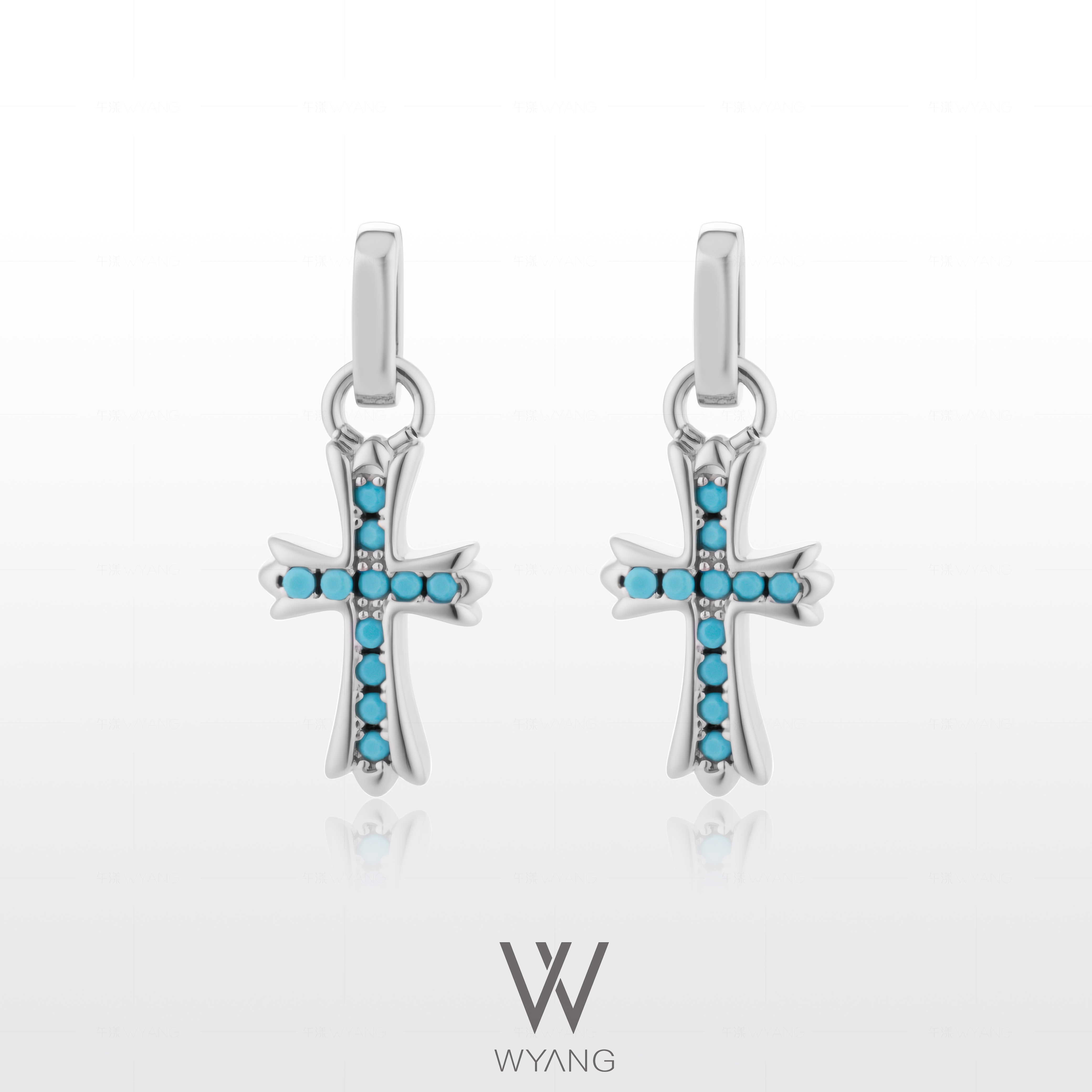 WYANG午漾 轻奢小众十字架耳钉F0805