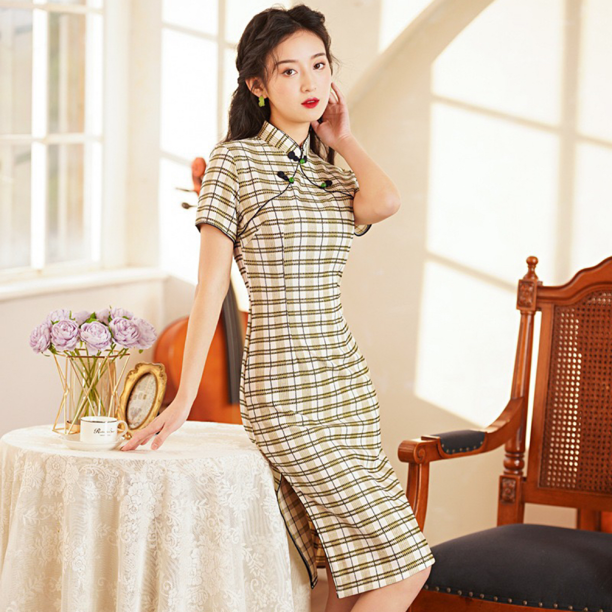 【2996 玲珑玉 黄色】显瘦气质修身优雅复古旗袍