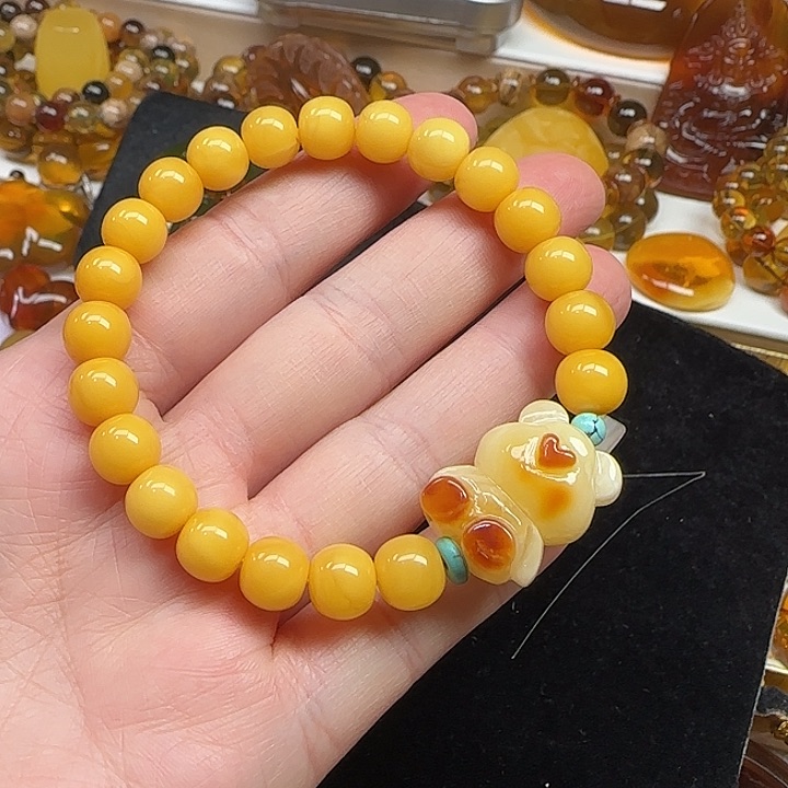 手链琥珀未镶嵌胤*儿天然波罗的海蜜蜡老型手串12.2克