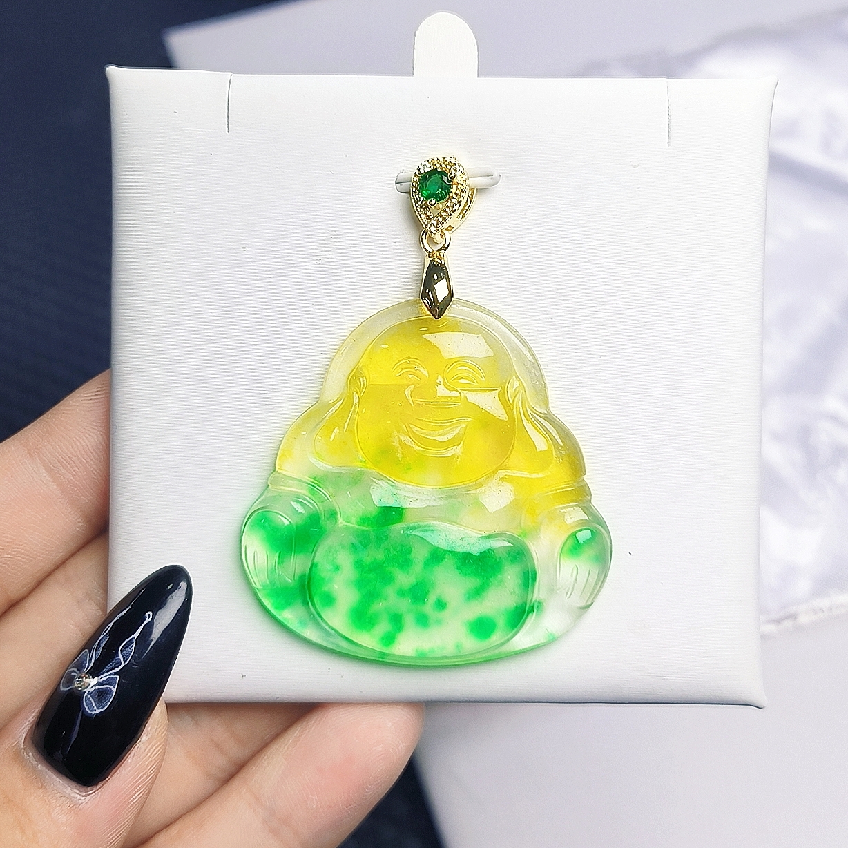 （聚宝严选）D052冰黄绿大佛公吊坠妈妈款精致精美百搭时尚