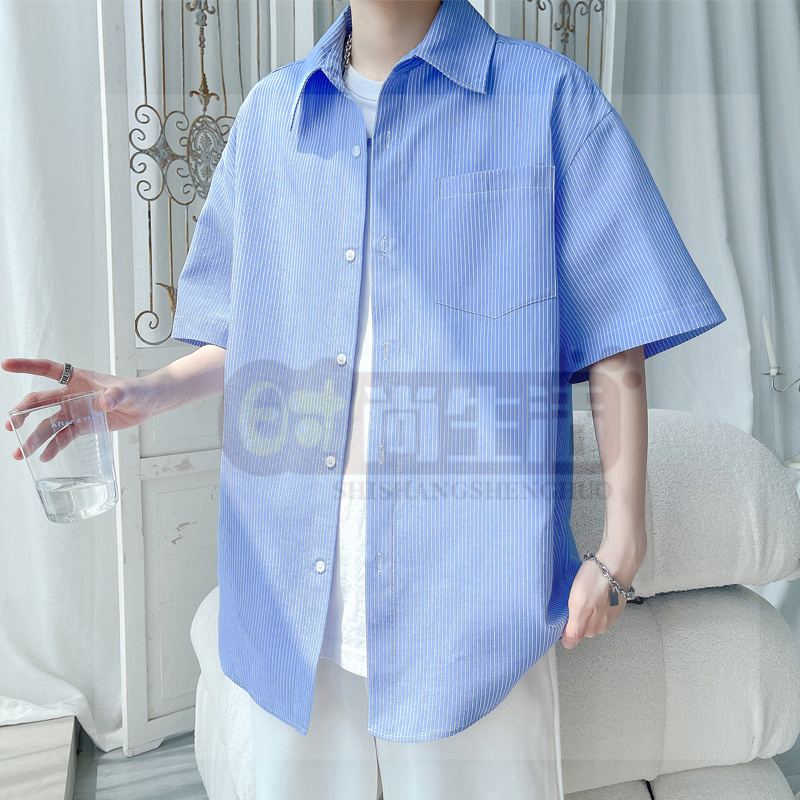 2025 夏季新款 旋律风车大码条纹短袖衬衫
