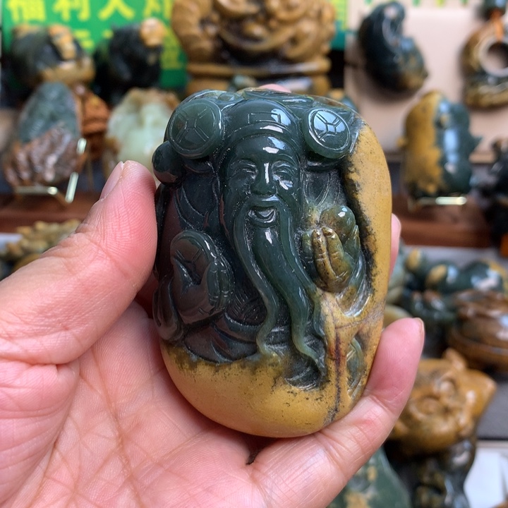 岫岩河磨玉（透闪石质玉）手把件未镶嵌