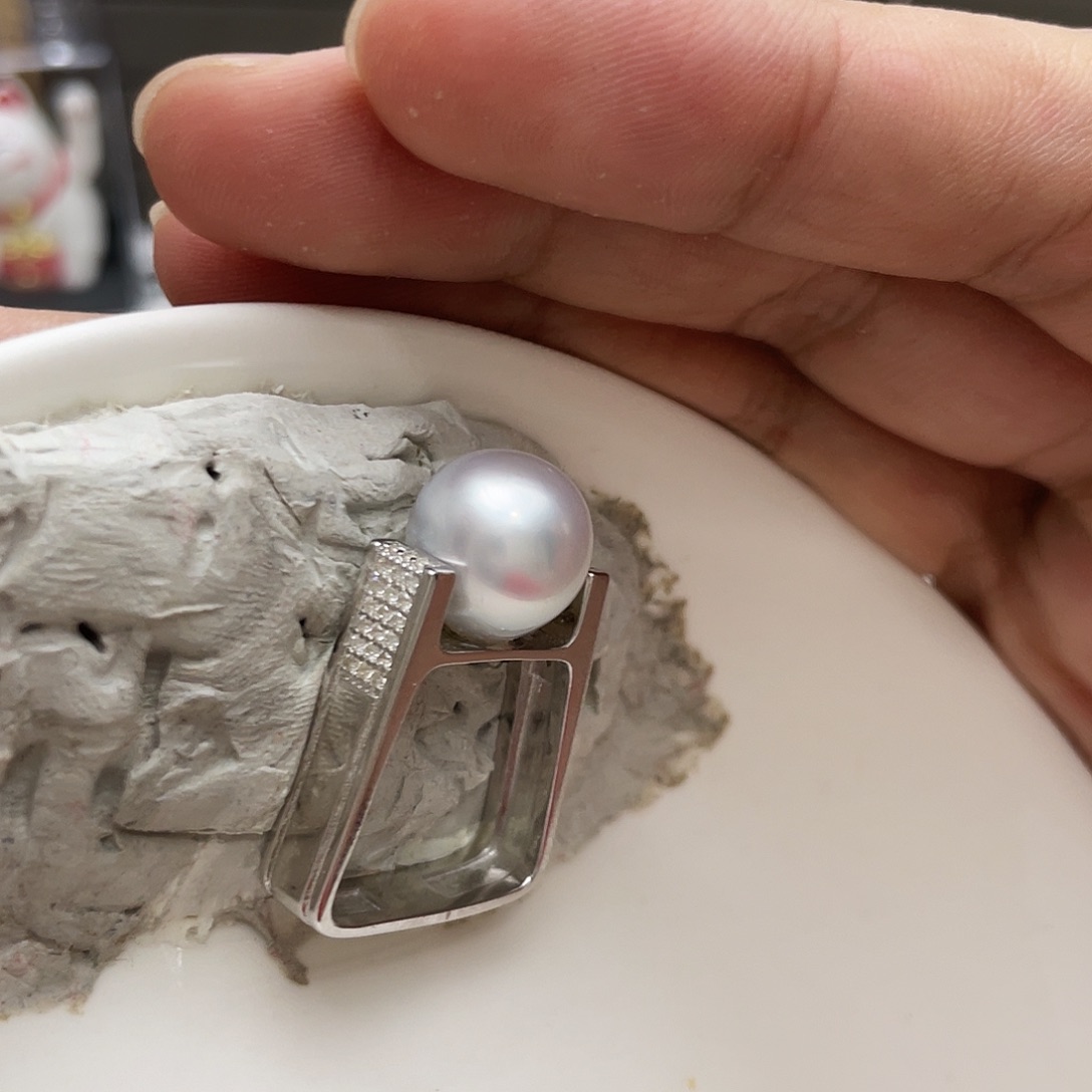 西***好戒指海水珍珠银S925镶嵌