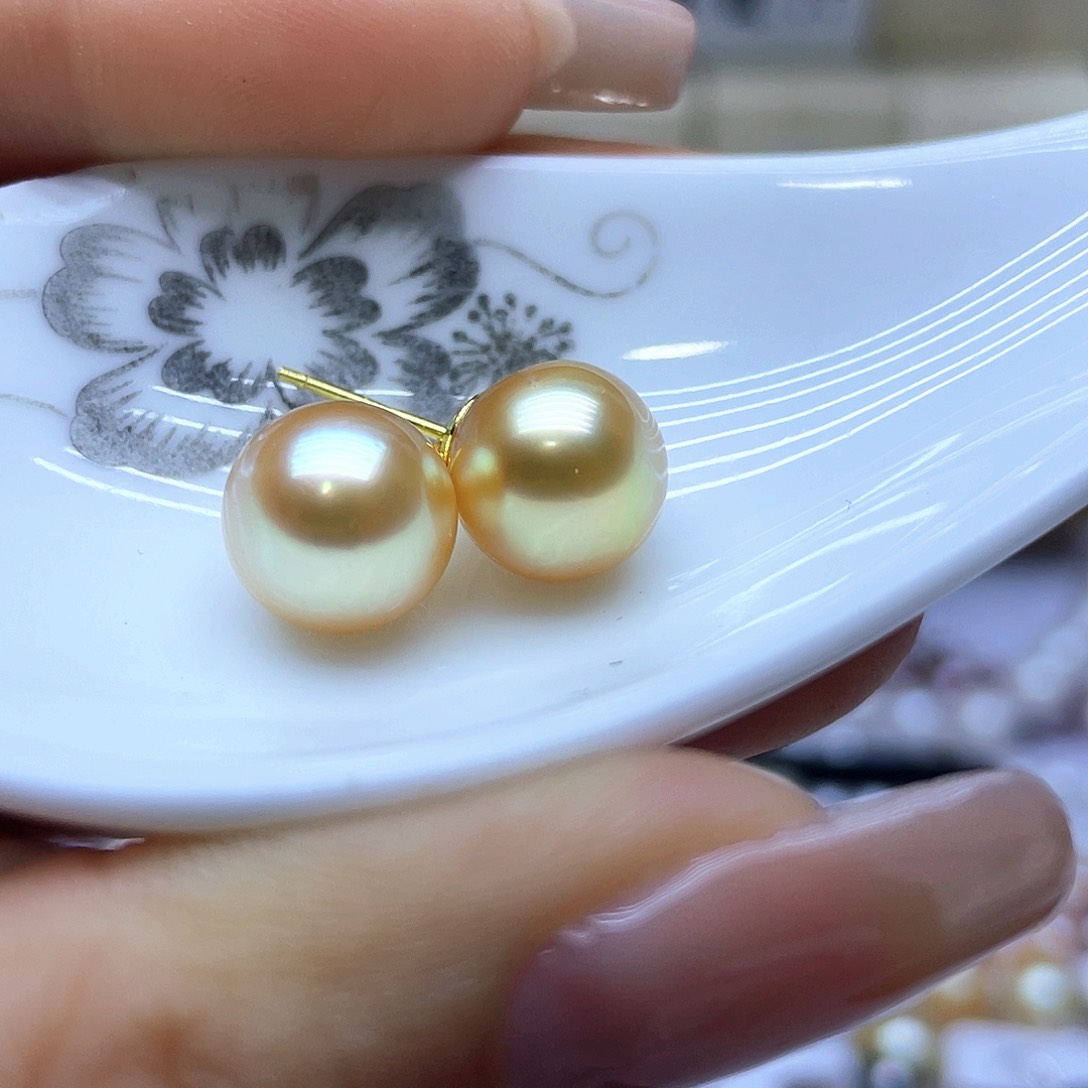 海水珍珠耳饰银S925镶嵌
