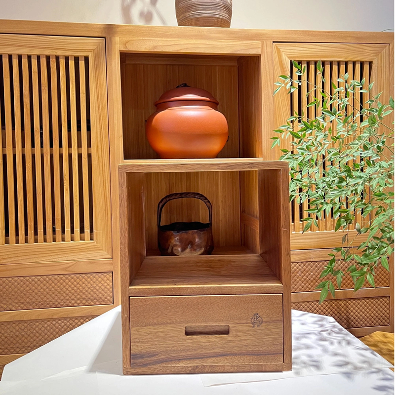 山核桃木案几/边柜多功能使用木纹理自然清晰新中式客厅简约茶柜