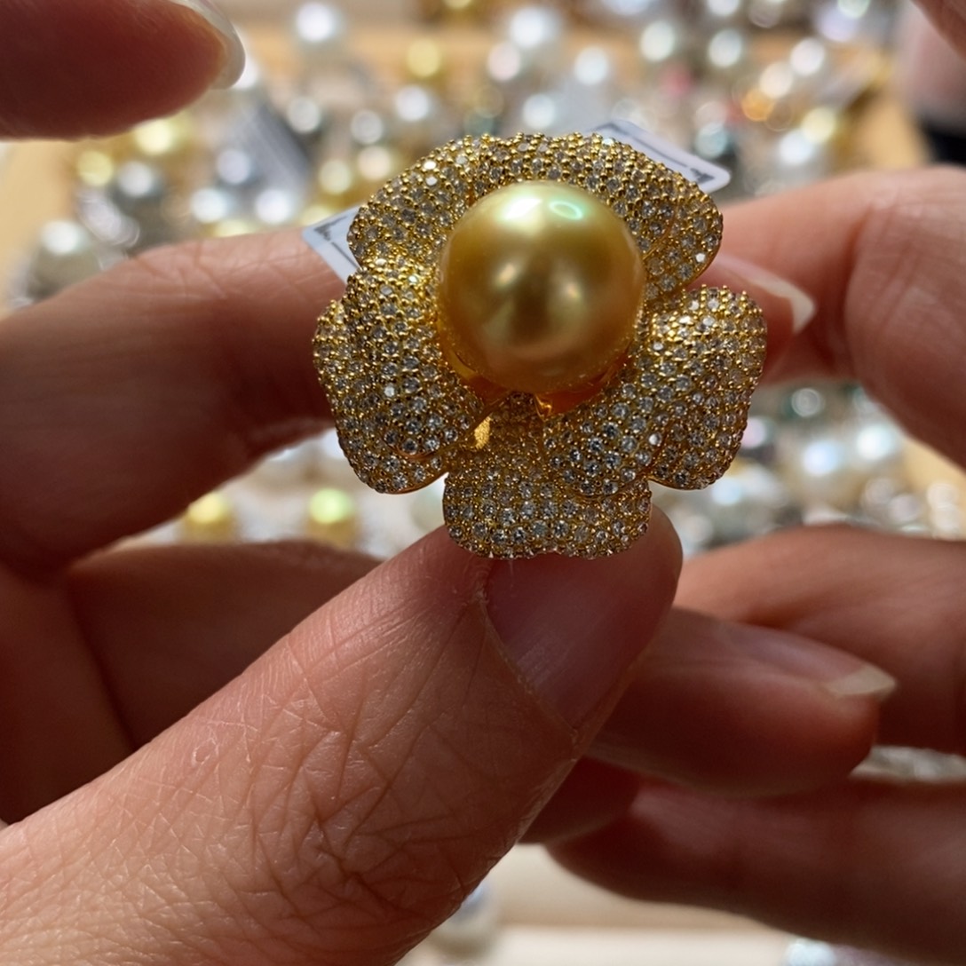 海水珍珠戒圈银S925镶嵌