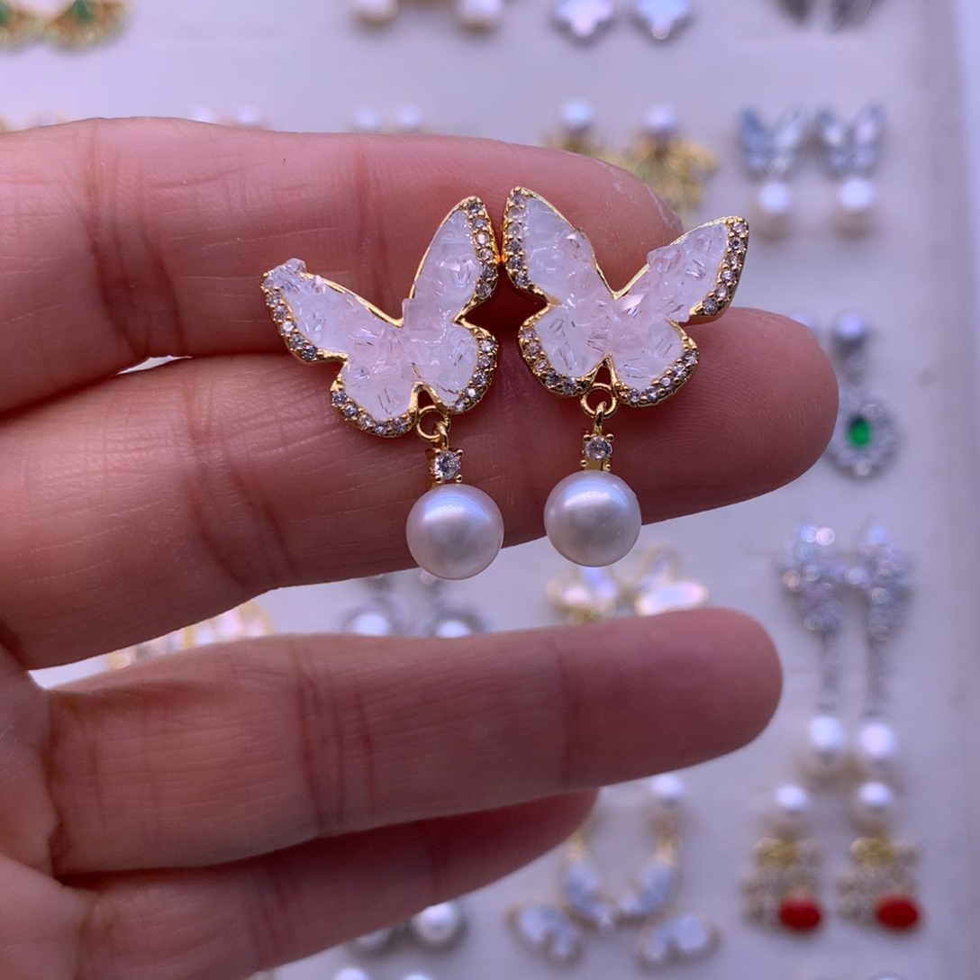 淡水珍珠耳饰合金