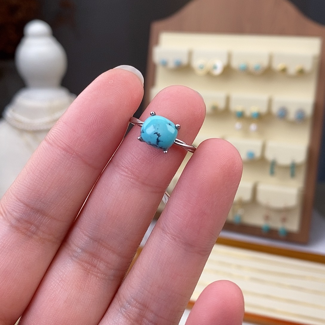 绿松石戒指银S925镶嵌