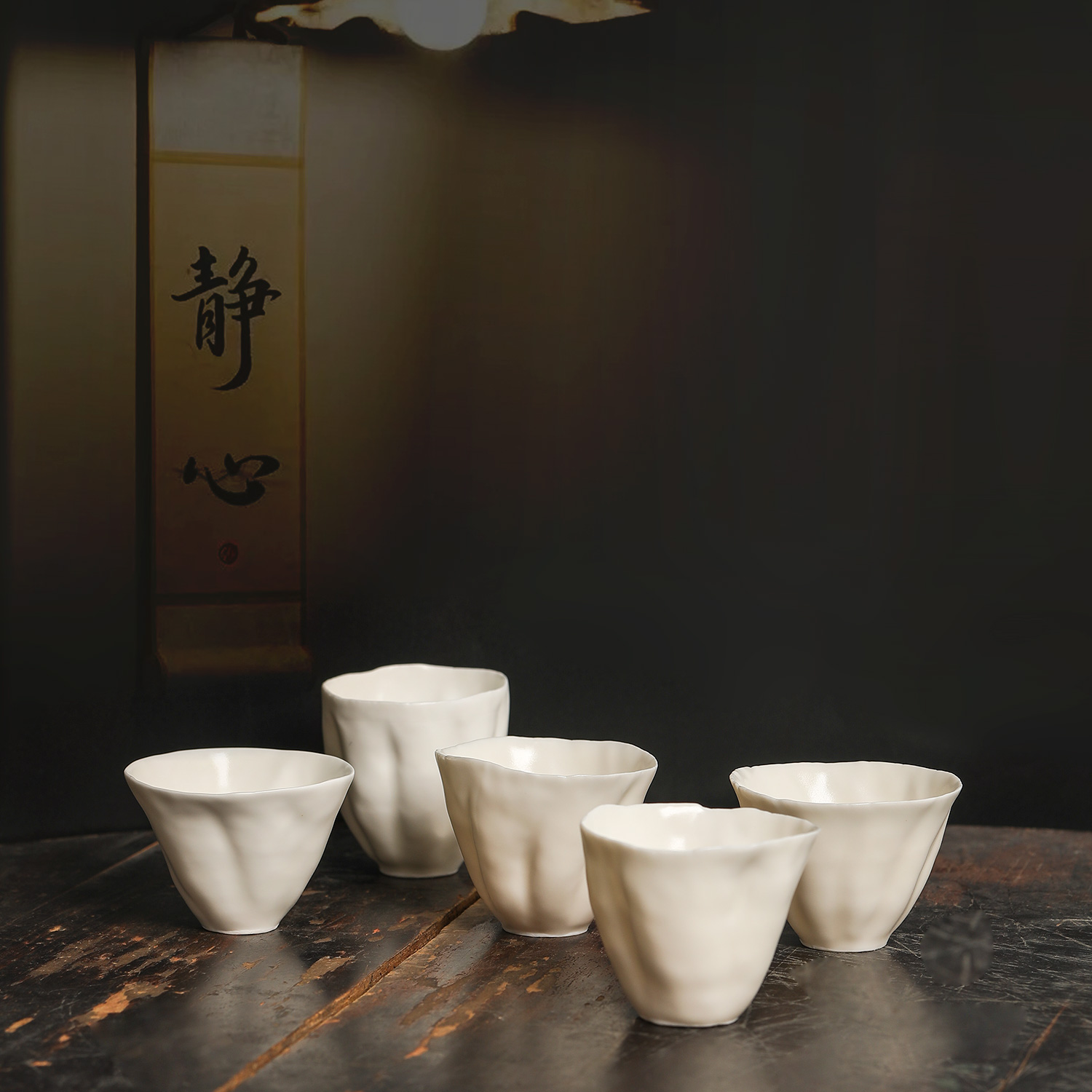 主人杯单杯景德镇纯手工捏异形陶瓷功夫茶杯小号随形品茗杯茶艺具
