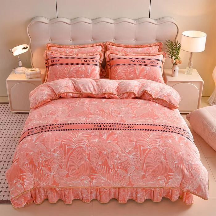 【EJ261】2025新款8斤牛奶绒床裙款暖暖时光四件套Q