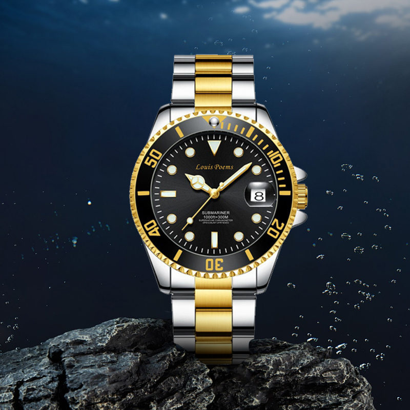 【穆总专属】间金鬼王经典男士防水日历含金钢带款商务腕表