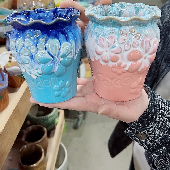 有孔.凑满10元发货多肉陶瓷花盆！