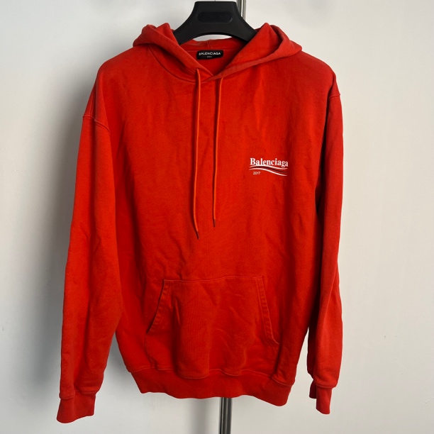 99新 Balenciaga/巴黎世家 红色可乐帽衫/XS码/0300