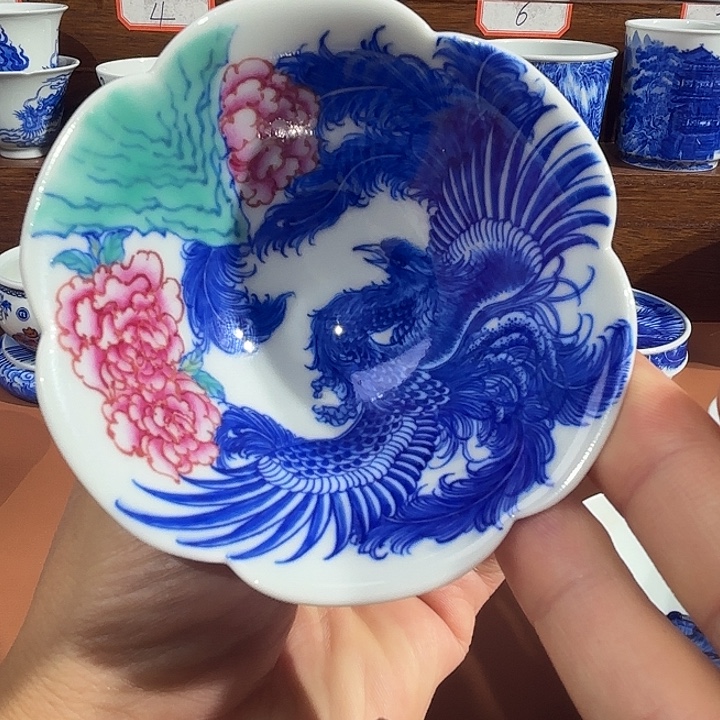 ****风青花手工手绘凤杯
