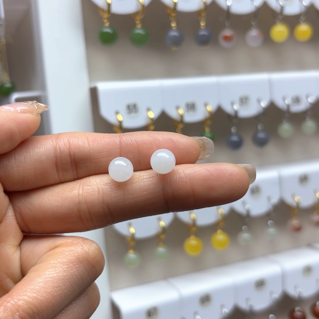 和田玉耳饰银S925镶嵌2