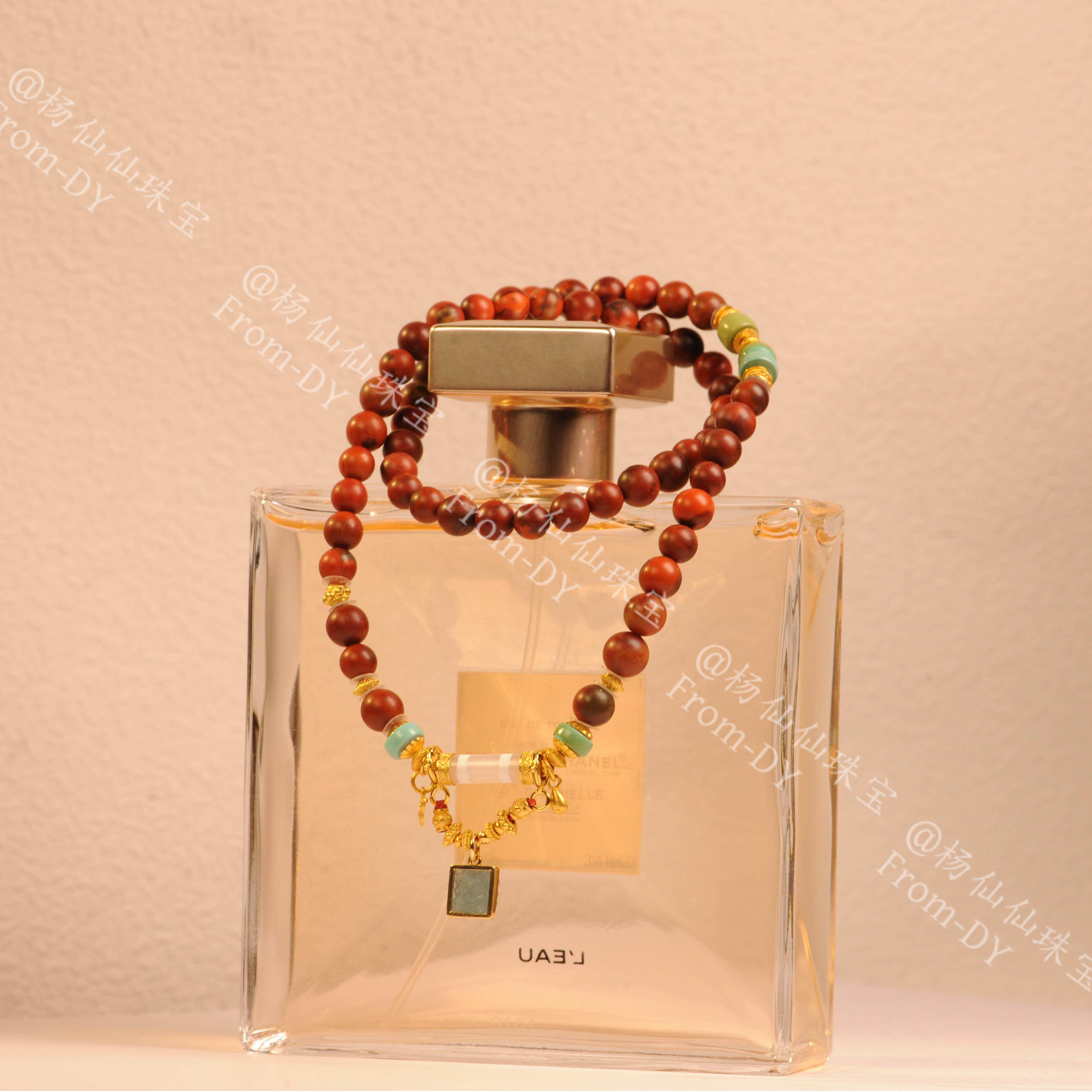 【杨仙仙珠宝】18K厚金镶嵌南红多宝项链（两用）-A3533