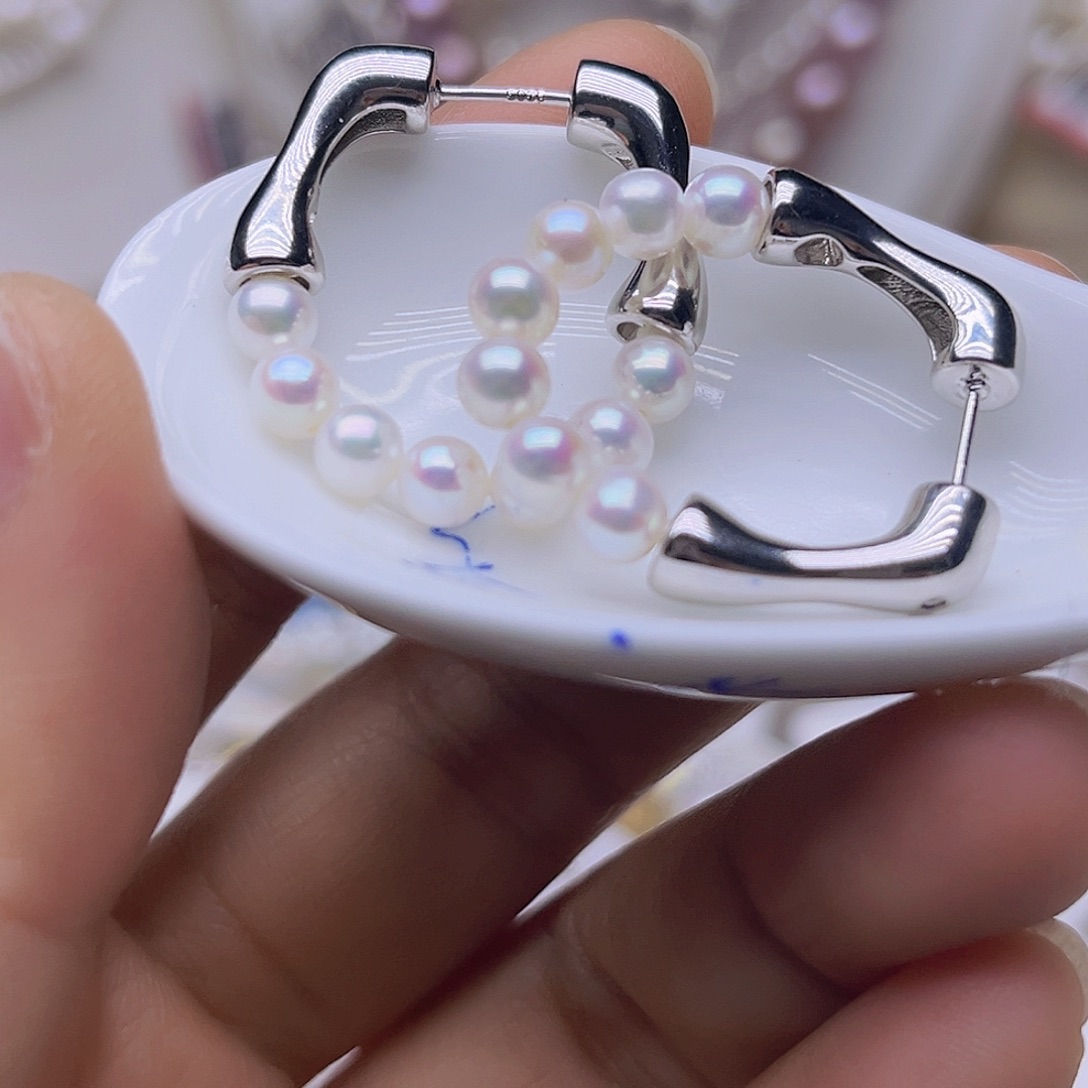 吊坠或者耳钉淡水珍珠银S925镶嵌