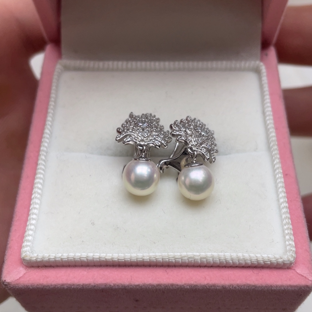 耳饰海水珍珠银S925镶嵌