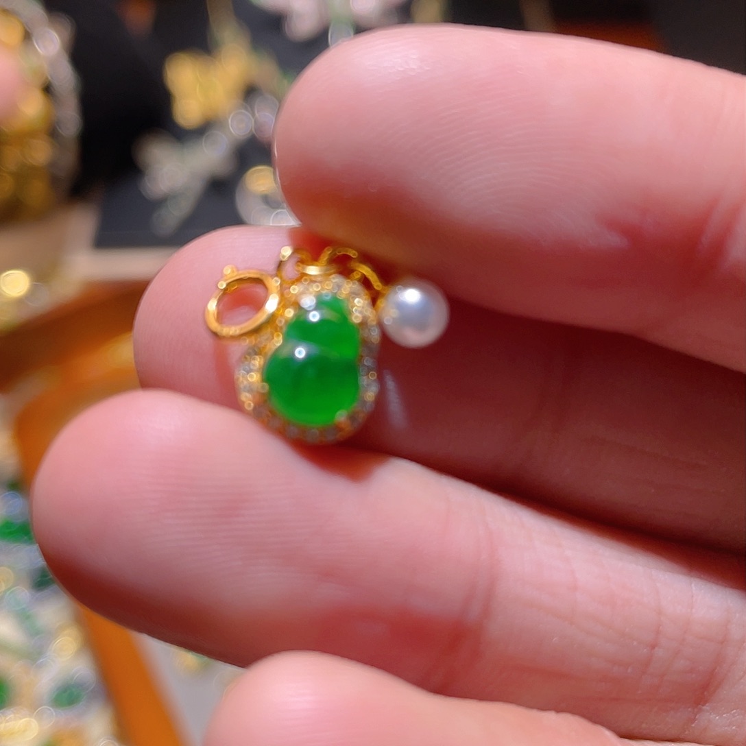 翡翠吊坠(不含链)银S925镶嵌