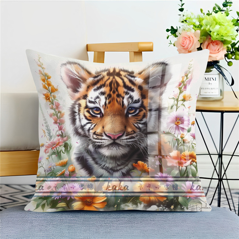 小老虎新款十字绣抱枕枕套靠枕沙发卧室车上简单小件绣自己绣满绣