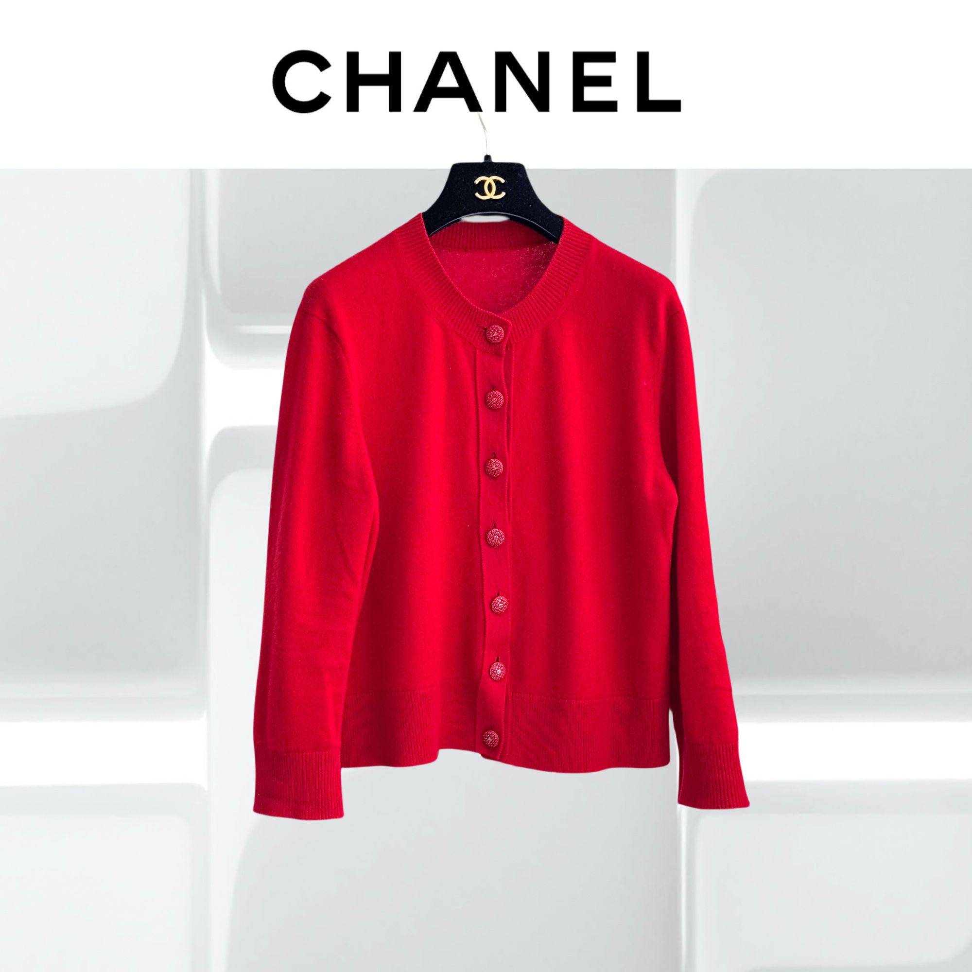 99新 Chanel/香奈儿 42码 红色 长袖 针织 开衫