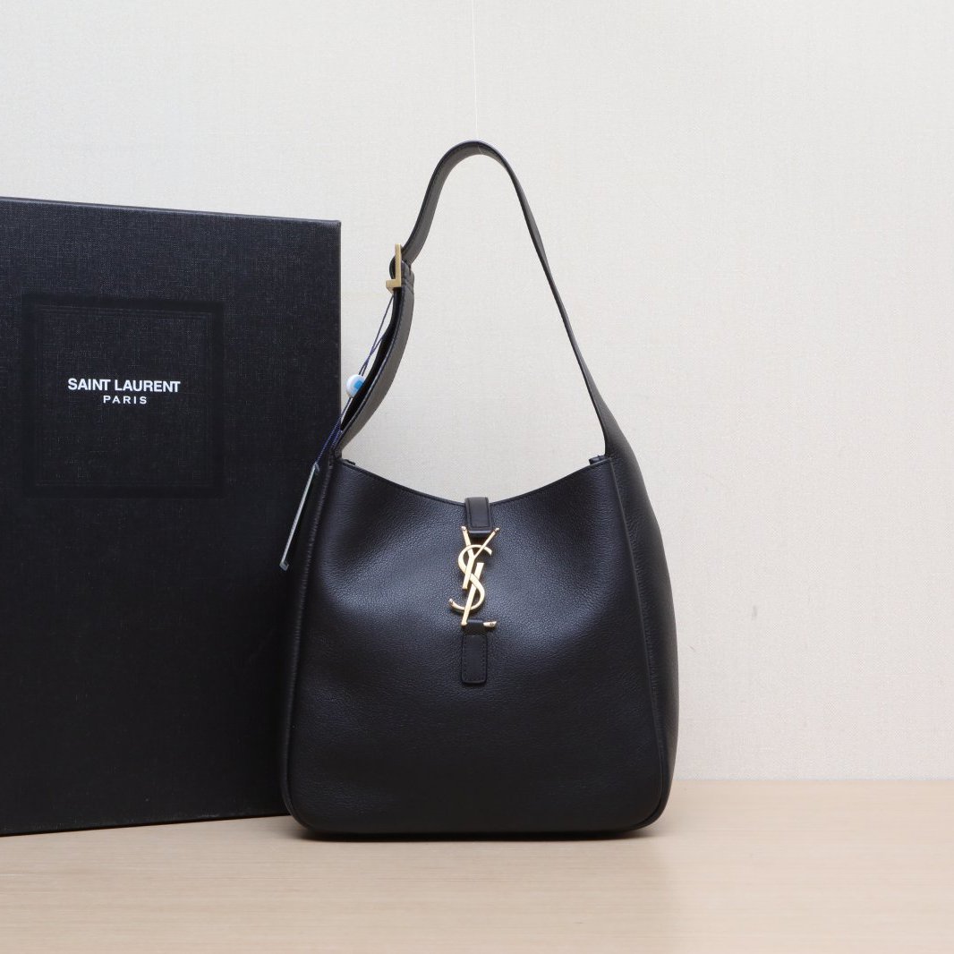 99新 YSL/圣罗兰 【娇】单肩包HOBO 黑色 P225377041