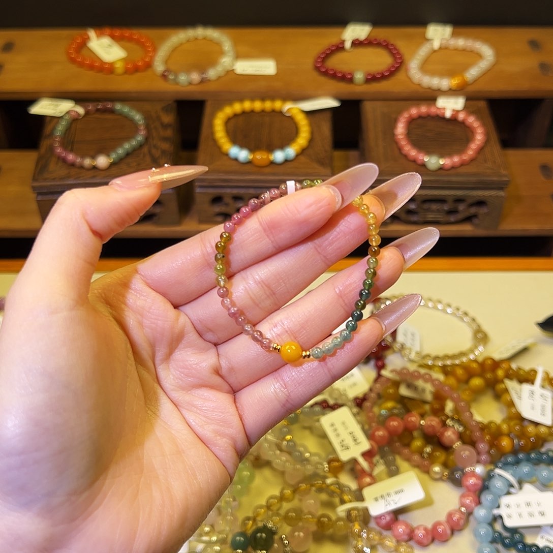 水晶手链银S925镶嵌碧玺1341