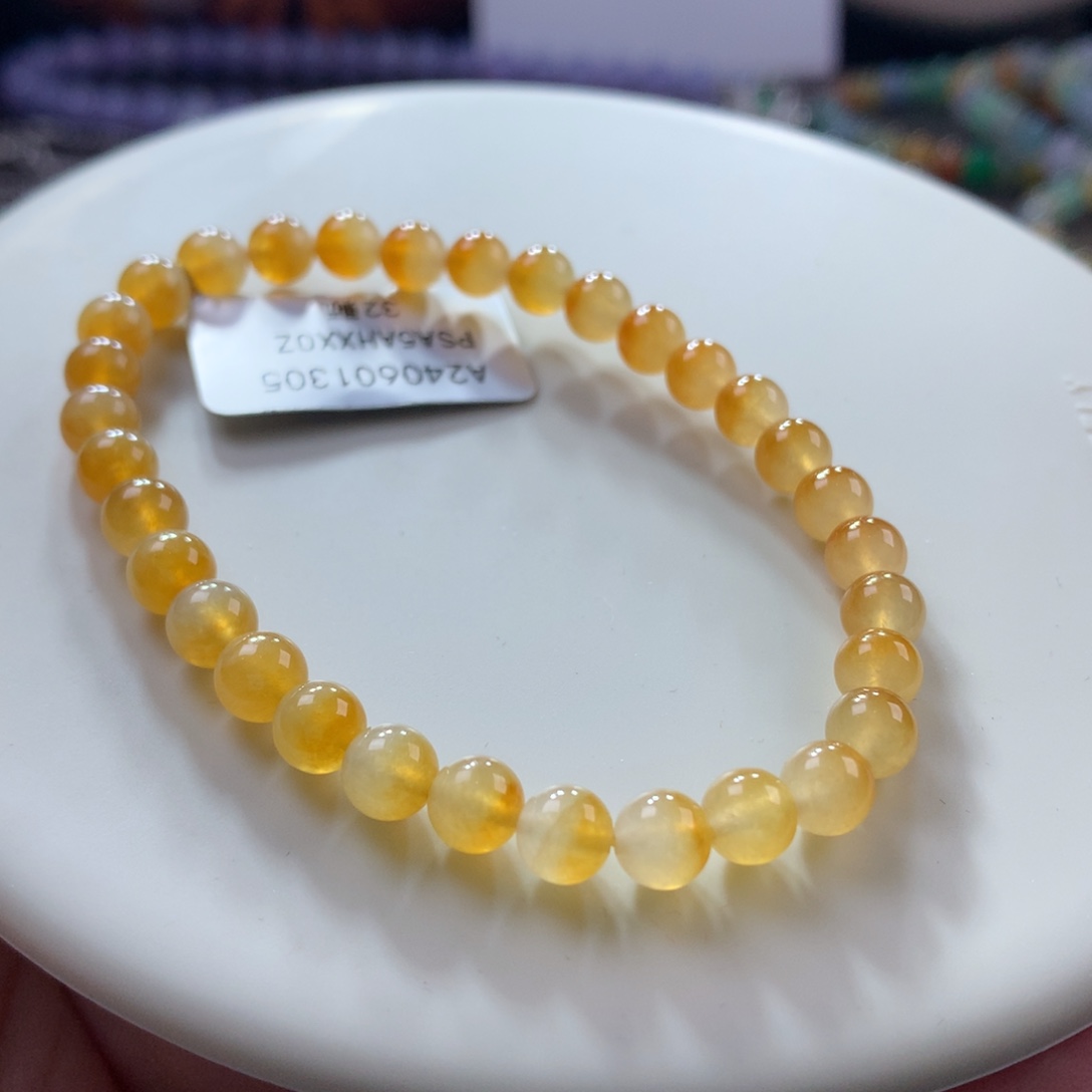 翡翠手链未镶嵌翡翠高冰冰鲜黄翡卡5.50+