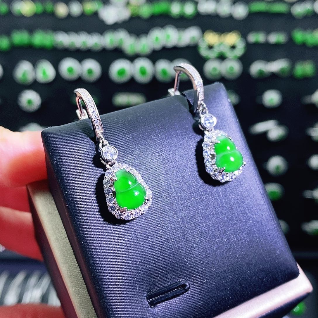 翡翠银S925镶嵌耳饰多样性