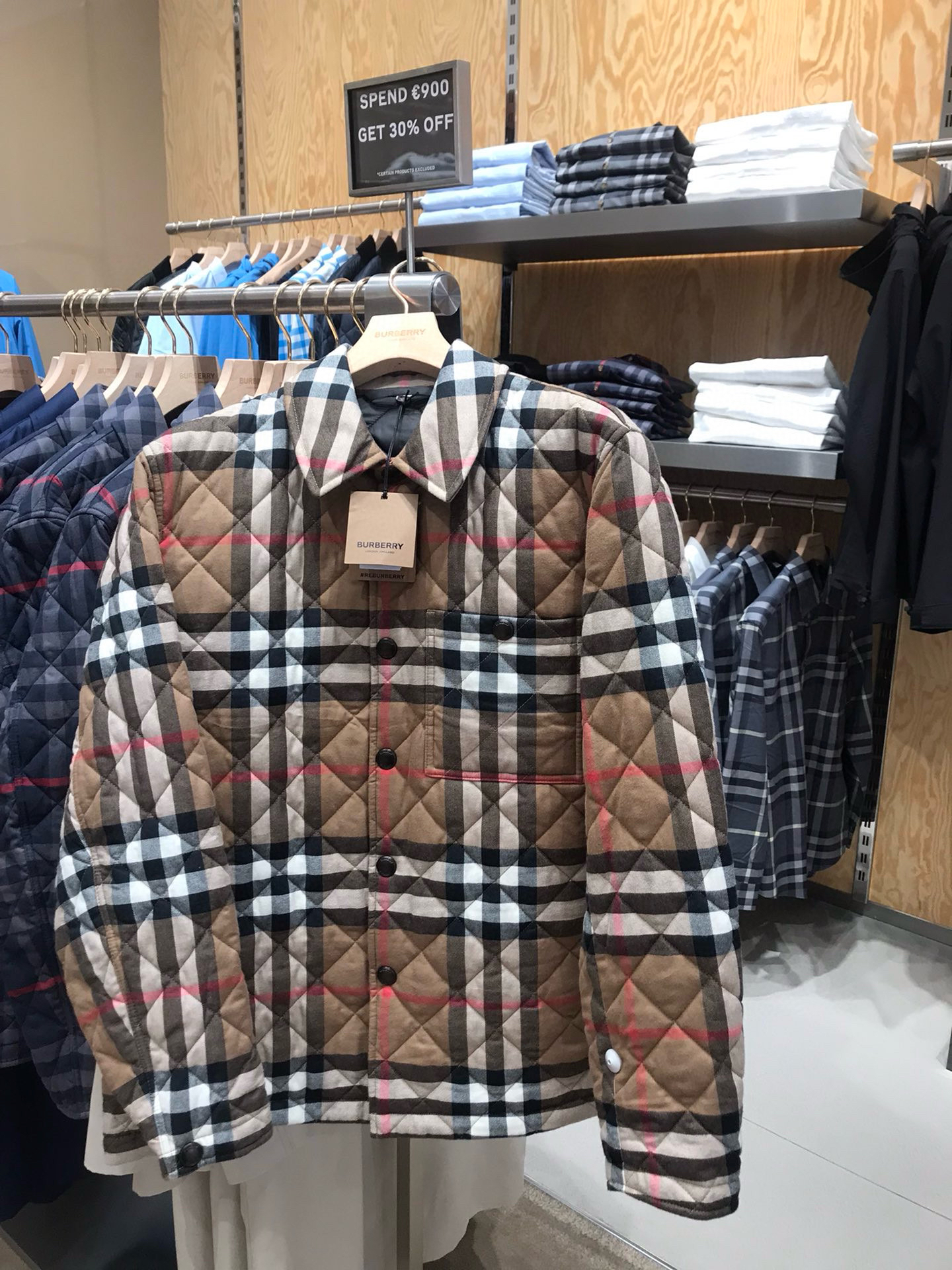 全新未使用 BURBERRY/博柏利 经典卡其色格纹棉服