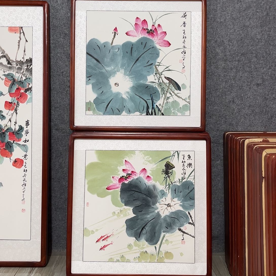 国画书画作品带框63×63