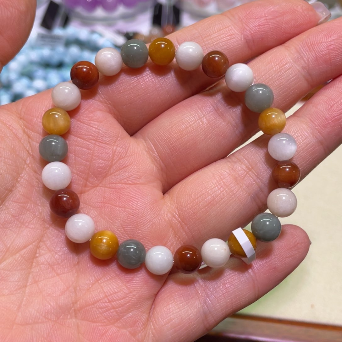 水晶手链未镶嵌7.8mm彩兔毛