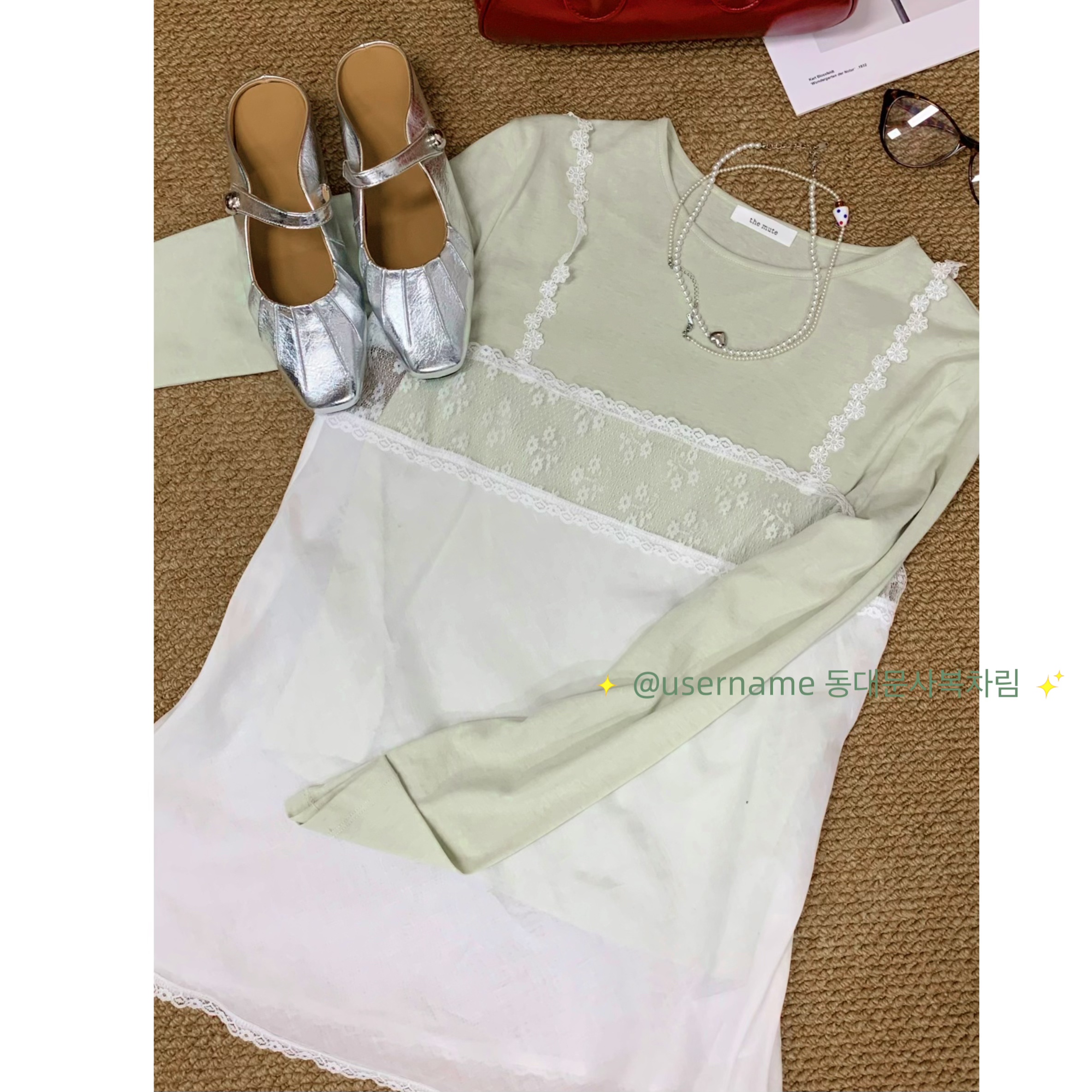 （绿豆冰沙防晒套装）韩国东大门防晒上衣拼接蕾丝罩衫两件套C730