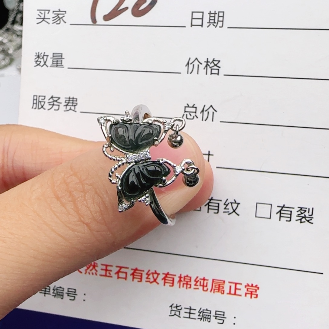 翡翠戒指银S925镶嵌戒指