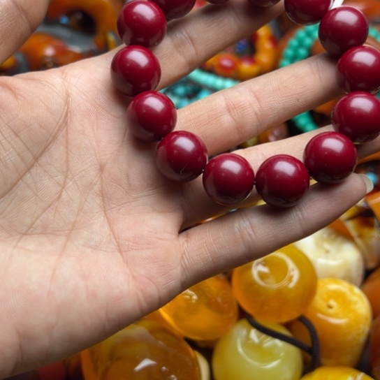 琥珀（花珀）手串未镶嵌蜜蜡