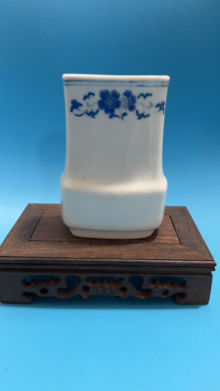 群力80釉下彩蓝海棠花插@筷筒